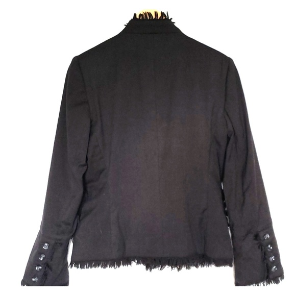 Harve Benard Black Collar-less Fringed Blazer Sz 6 - Picture 2 of 8